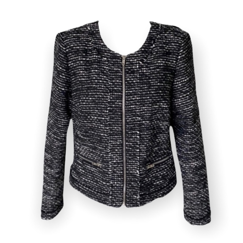 Cynthia Rowley Tweed Wool Blend Zip Up Blazer Coat Jacket size women's small